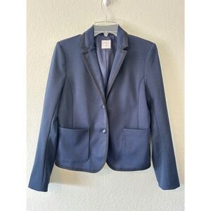Gap The Academy Preppy Blazer Navy Blue Two Button Contrast Trim Jacket Size 2